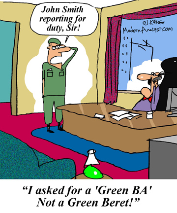 Humor - Cartoon: Looking for a few good Green Business Analysts